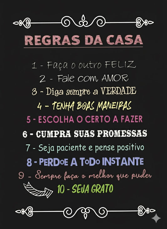Quadro Decorativo em MDF - Regras da Casa